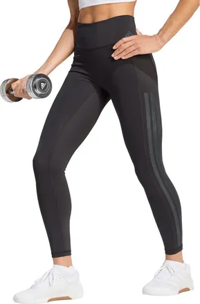 adidas Optime Training 3-Stripes 7/8 High Waist Leggings in Black at Nordstrom Rack, Size X-Small