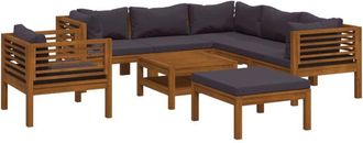 vidaXL Muebles De Jard&iacute;n 8 Pzas Cojines Madera Maciza De Acacia Vidaxl