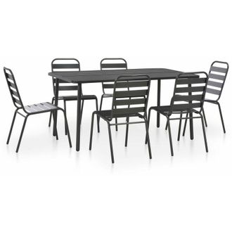 vidaXL Juego De Comedor De Jard&iacute;n 7 Piezas Acero Gris Oscuro Vidaxl