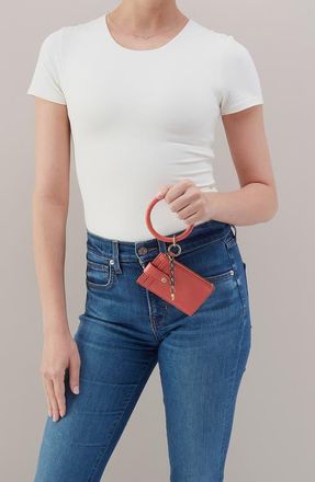 Hobo Ring Leather Wristlet Card Case in Pink Mirage at Nordstrom