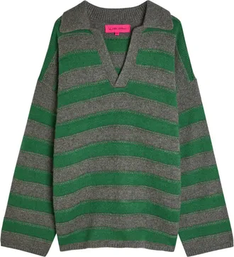 The Elder Statesman Dune Striped Cashmere Rugby Jumper - Dark Green - M