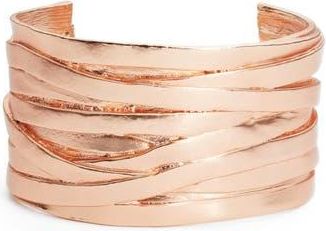 Karine Sultan Layered Ribbon Cuff Bracelet in Rose Gold at Nordstrom Rack