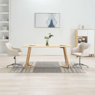 vidaXL Sillas De Comedor Giratorias 2 Unidades Tela Color Crema Vidaxl