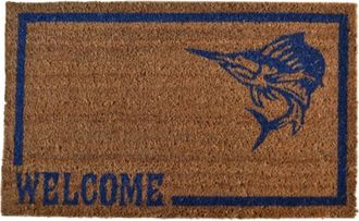 Imports Decor Swordfish Coir Door Mat, Nautical Coconut Fiber Welcome Doormat with Non-Slip PVC Backing, Indoor Outdoor Entrance Rug
