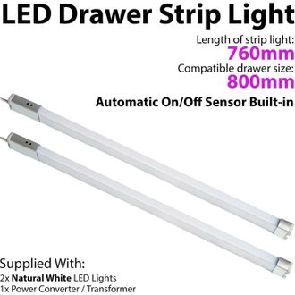 Loops 2x 800mm LED Drawer Strip Light AUTO ON/OFF PIR SENSOR Kitchen Cupboard Door