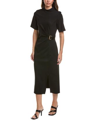 Gracia High Neck Belt Buckle Detail Dress