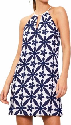 Skies Are Blue Clothing Embroidered Halter Dress In Blue