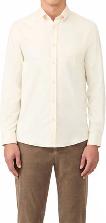 Sunspel Brushed Cotton Flannel Shirt In Ecru