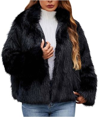 Generic My Recent Orders Coats for Women UK Long Sleeve Faux Fur Cardigan Jacket 2024 Winter Warmer Loose Fit Overcoat Ladies Elegant Solid Color Thick Outerw