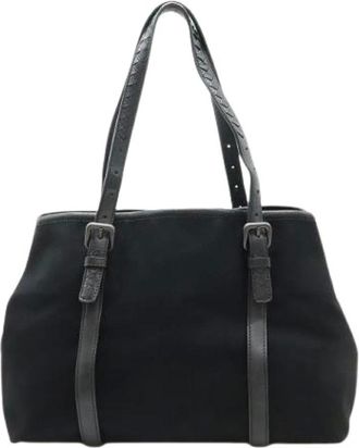 Bottega Veneta Pre-owned Tote Bags, female, Black, Size: ONE SIZE Pre-owned Canvas Shoulder Bag