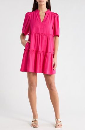 Sugarlips Gibson Dixie Tiered Cotton Dress in Fuchsia at Nordstrom, Size X-Small