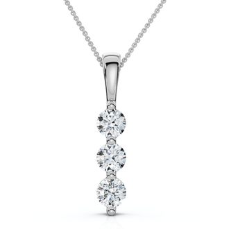 Pompeii3 Delicate Three Stone Diamond 10k White Or Yellow Gold Lab Grown 18 Necklace