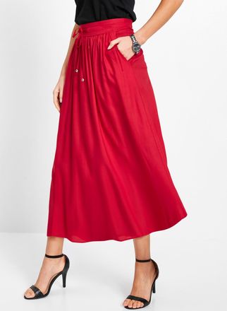 Bonprix Maxirock BONPRIX, Damen, Gr. 40, rot, Obermaterial: 100% Viskose, loose fit, R&ouml;cke Maxirock, aus Viskose, Maxil&auml;nge, lockere Passform, bedrucktes Desi