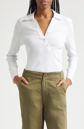 Veronica Beard Brenner Stretch Cotton Rib Top in White at Nordstrom, Size X-Small