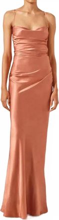 Shona Joy La Lune Ruched Backless Slip Dress In Antique Rose