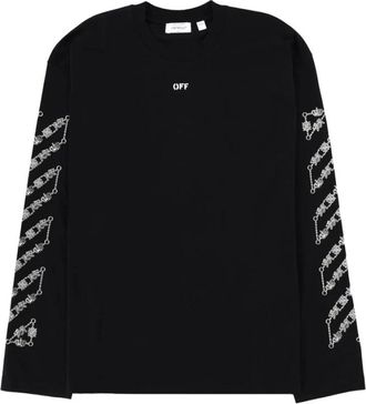 Off-white Graphic Print Long Sleeve Crew Neck - Heren - Longsleeves - Zwart - XL - Tops