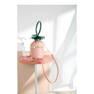 Generic Women Pineapple Shaped Grab Bag Ladies Cross Body Prom Party Clutch Handbag (Pink)