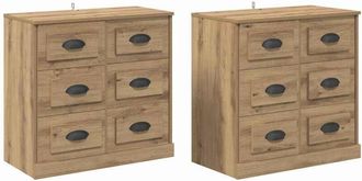 vidaXL Sideboards with Drawer 2 pcs Artisan Oak 70 x 35.5 x 67.5 cm vidaXL