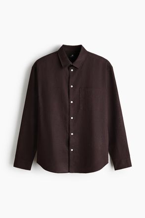 H&M Hemd aus Leinenmix in Relaxed Fit - Brown