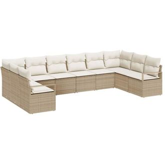 vidaXL Vidaxl - Conjunto De Sof&aacute; De Jard&iacute;n Con Coj&iacute;n 10 Pcs Beige, Crema