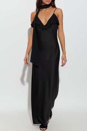 Rotate Satin Dress With Shawl, Womens, Black