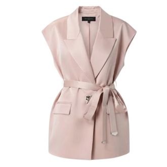 Pinko Vests, female, Pink, Size: XS Belted Satin Gilet