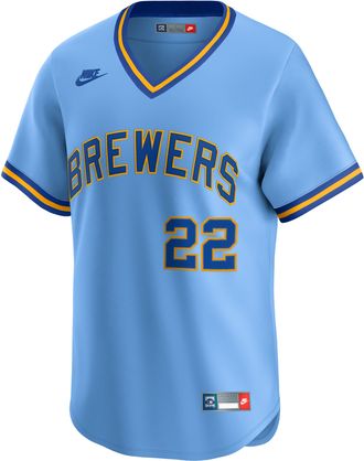 Nike Christian Yelich Milwaukee Brewers Cooperstown Nike Mens Dri-FIT MLB Limited Jersey in Blue | CO25MIC1MZ9-QB8