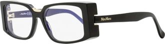 Max Mara Womens Rectangular Blue Block Eyeglasses MM5157-B 001 Black/Gold 54mm