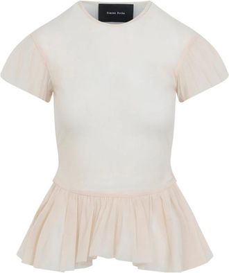 Simone Rocha Sheer Ballet Peplum Top - Dames - T-shirts - Beige - XS - Tule - Tops