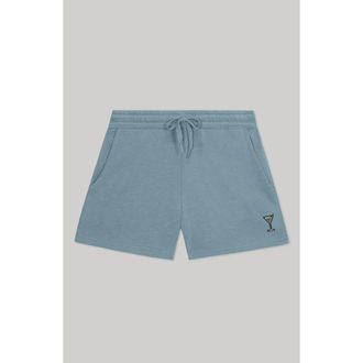 Dalix Womens Martini Midweight Washed Fleece Shorts in Misty Blue at Nordstrom, Size Xx-Large