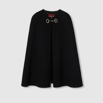 Gucci Wool And Silk Horsebit Cape, Black