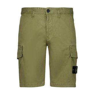 Stone Island Katoenen Stretch Cargo Shorts - Heren - Korte Broeken - Groen - W30 - Katoen - Korte Broeken