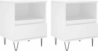 vidaXL Vidaxl - Mesitas De Noche 2 Uds Madera De Ingenier&iacute;a Blanco 40x35x50 Cm