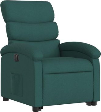 vidaXL Vidaxl - Sill&oacute;n Masaje El&eacute;ctrico Reclinable Elevable Tela Verde Oscuro