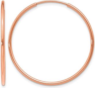 Diamond2Deal 14k Gold 1.20mm Polished Endless Tube Hoop Earrings