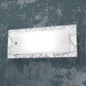 Top-Light Top-light - Applique Contemporanea Stripes Metallo Bianco Vetro Serigrafato 2 Luci E27 46Cm