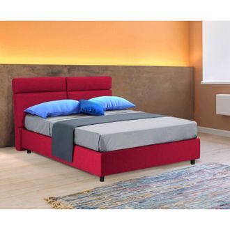 Dmora Cama Matrimonial Alcatron, Desenfundable, Hecho En Italia, Roja