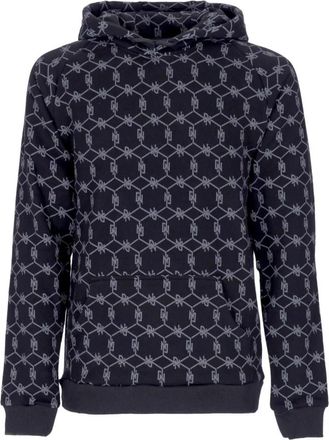 Dolly Noire Monogram Zwarte Hoodie met Kangoeroezak - Heren - Hoodies - Zwart - S - Katoen - Hoodies & sweatvesten