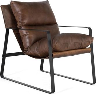 Giner&Colomer Sillón en cuero natural y metal marrón