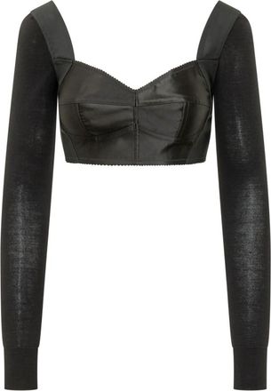 Dolce & Gabbana Black Sweet Heart Neck Top