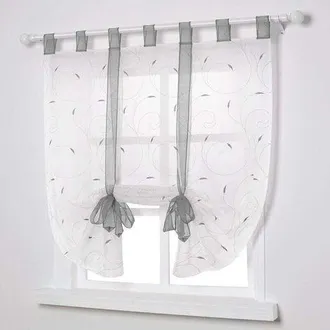 OEM Estores Romanos Bordados, Cortinas Transparentes Para Dormitorio, Balc&oacute;n O Cocina, Color Gris, 80 Cm X 140 Cm