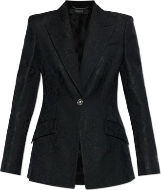 Versace Python-Jacquard Blazer van wolmix - Dames - Blazers - Zwart - L - Wol - Jassen