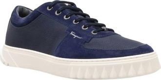 Ferragamo Mens Leather Sneakers In Blue