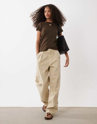 Asos Jeans bombati lavaggio stone wash con cuciture-Neutro