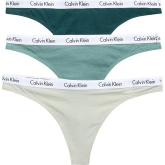 Calvin Klein Logo Assorted Thongs - Pack of 3 in Seamoss/Sage Grn/Misty Sage at Nordstrom Rack, Size Medium