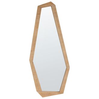 Beliani Beliani - Espejo De Pared Irregular Con Marco De Madera Moderno Marr&oacute;n Claro 44 X 104 Cm Chanu