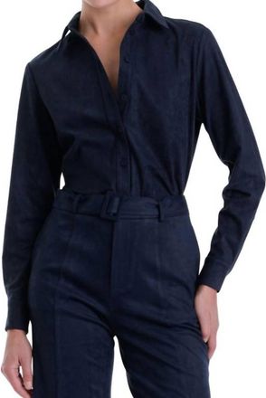 Karina Grimaldi Veronica Suede Blouse In Midnight