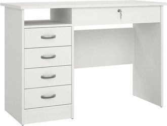 Dmora Scrivania Amor, 3 Cassetti, Materiale Struttura In Legno Nobilitato, 48.5x109.3x75.6h Cm Bianco