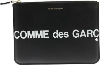 Comme Des Gar&ccedil;ons Huge Logo Pouch - Dames - Clutches - Zwart - ONE Size - Leer - Tassen