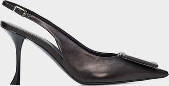 Roger Vivier 85mm Viv Ville Leather Slingback Pumps